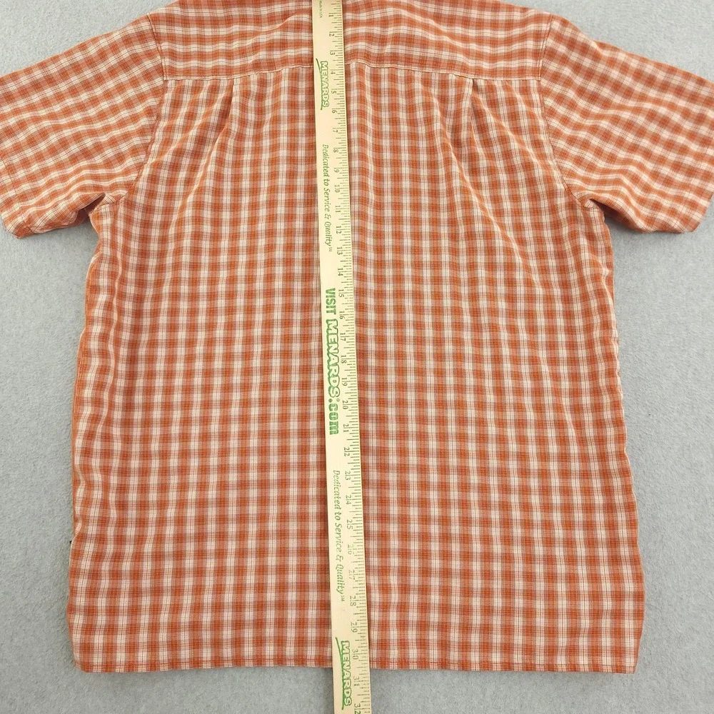 The North Face Shirt Mens XL Orange Plaid Short Sleeve Button Up Outdoor Hiking